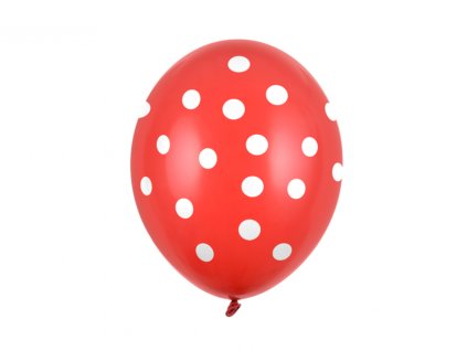 balonek latex party cerveny s puntiky 30cm