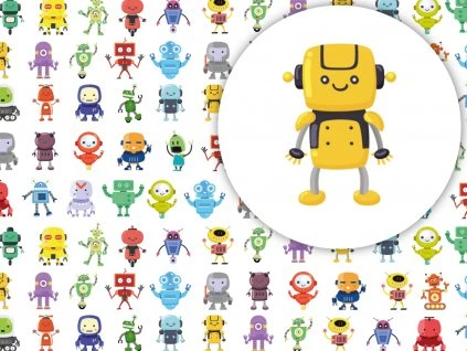 dětský dárkový balicí papír roboti