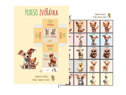 pexeso zviratka papirova hra