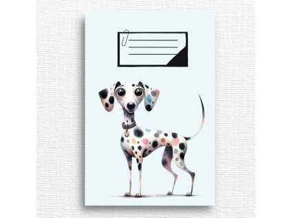 školní sešit s dalmatinem