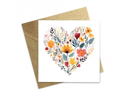 přání s květinovým srdcem