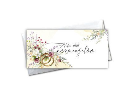 DLsvatební přání s prsteny a lučním kvítím
