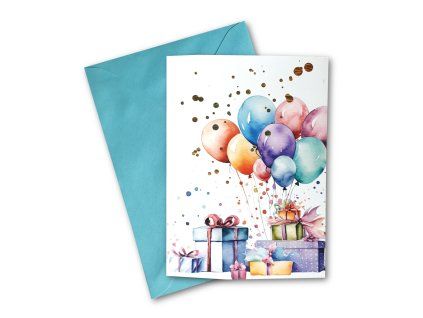 přání s balonky barevné A6