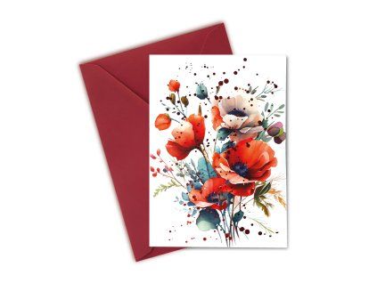 přání s vlčím mákem s lesklou folií