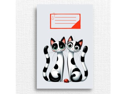 školní sešit s kočičkami