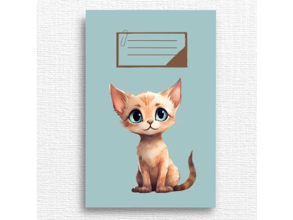 školní sešit s koťátkem
