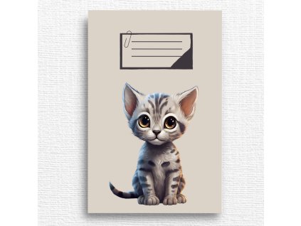 školní sešit s kočkou