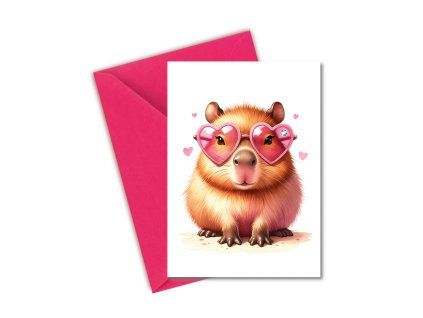 přání valentýn s kapybarou s brýlemi