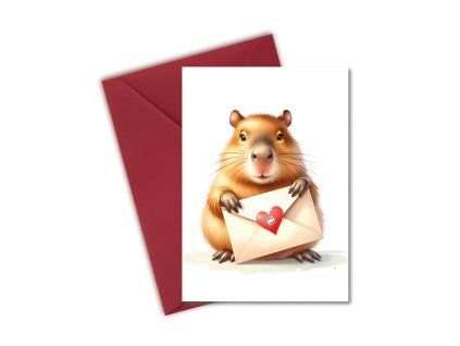 přání k valentýnu kapybara s obálkou