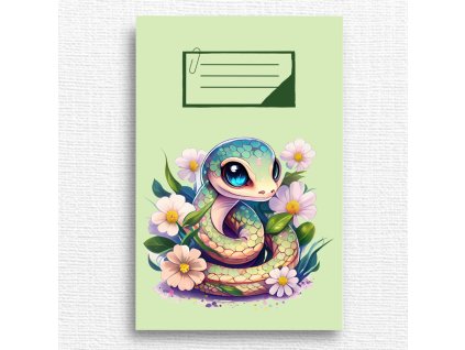 školní sešit s hadem