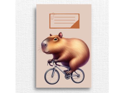 školní sešit kapybara na kole