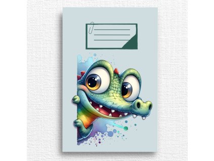 školní sešit s krokodýlem