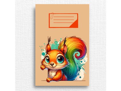 školní sešit s veverkou