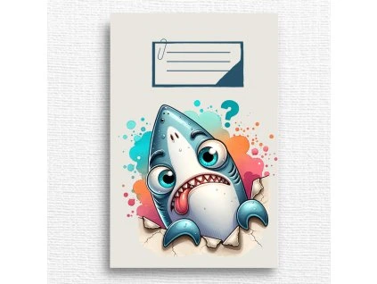 školní sešit se žralokem