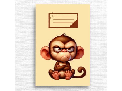 školní sešit s opičkou
