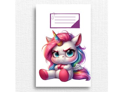 Školní sešit - naštvaný unicorn