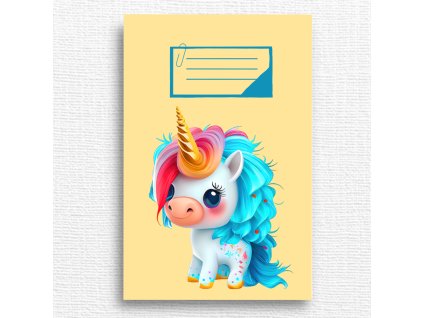 školní sešit s roztomilým unicornem
