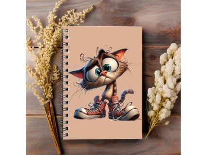kroužkový sešit A5 tečkovaný kocour v botách