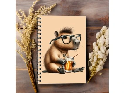 kroužkový sešit A5 tečkovaný s kapybarou