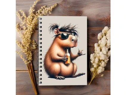 kroužkový sešit s kapybarou A5 tečkovaný