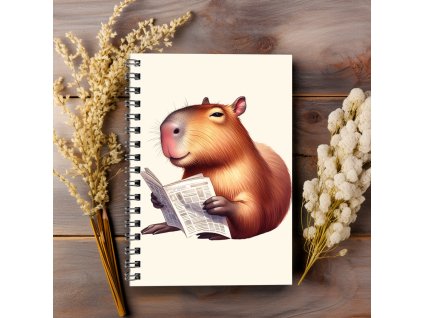 kroužkový sešit A5 tečkovaný kapybara čte
