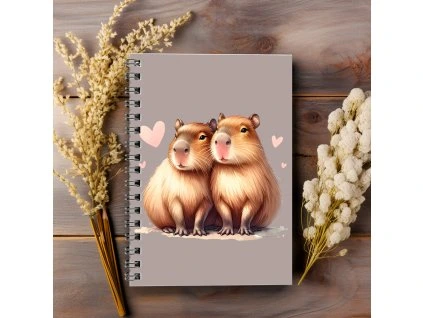 kroužkový sešit A5 tečkovaný kapybara love