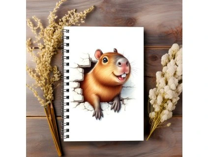 kroužkový sešit A5 tečkovaný s kapybarou