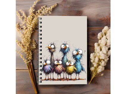 kroužkový sešit A5 tečkovaný ptáčci