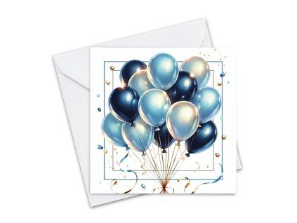 přání s balonky modré