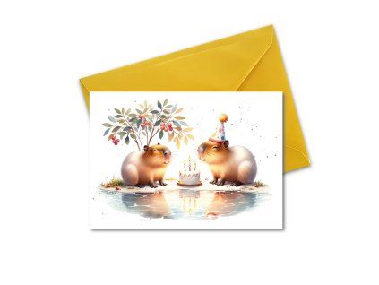 dvě kapybary slaví přání gratulace