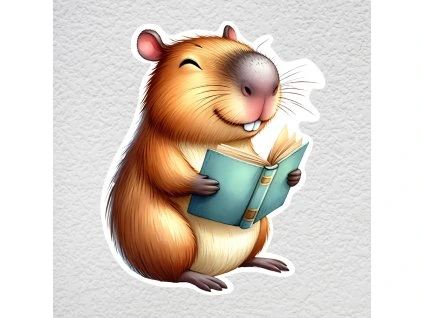samolepka na zeď kapybara čtenář