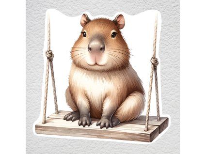 samolepka na zeď kapybara na houpačce