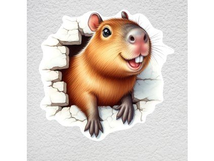 samolepka na zeď kapybara ve zdi