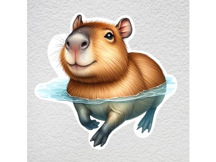 samolepka na zeď kapybara plave