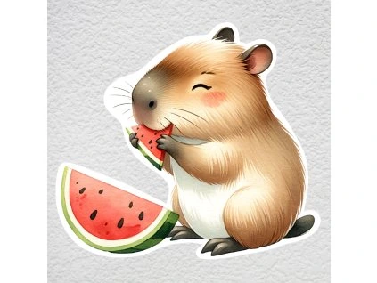 samolepka na zeď kapybara s melounem