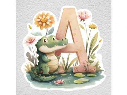 samolepka na zeď písmenko A krokodýl