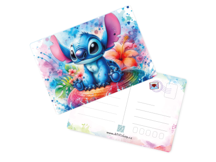 pohlednice modrý stitch tábor