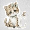 samolepka na zeď písmeno C kočička