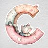 samolepka na zeď C písmeno kočička