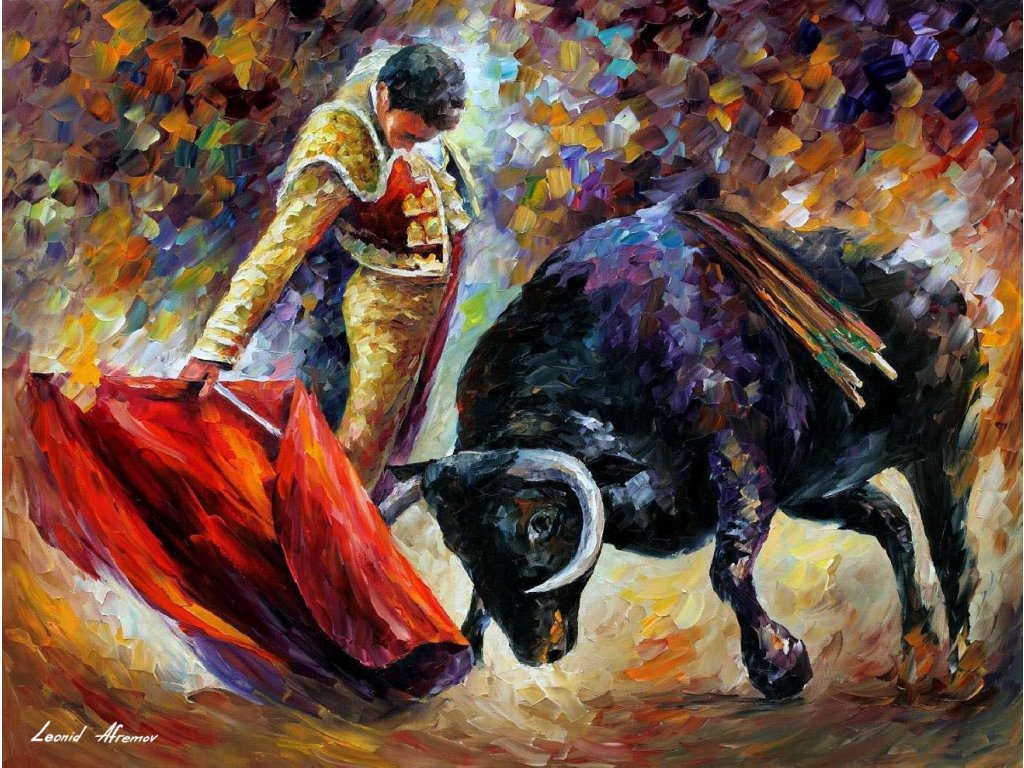 CORRIDA - Boj s býkem - reprodukce Leonida Afremova