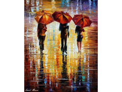 THREE RED UMBRELLAS - Červené deštníky - reprodukce Leonida Afremova
