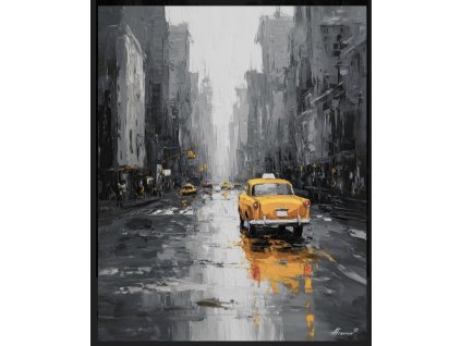 ŽLUTÉ TAXI  Žluté taxi – originální obraz inspirovaný stylem Afremova
