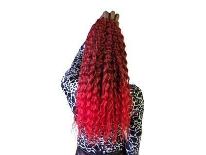 Ariel brčky T1B/RD bordová-červená ombré 55cm Crochet Braids kučery