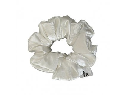 Gumička Scrunchie saténová Classic biela