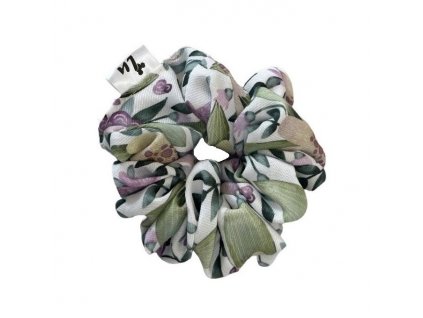 Gumička Scrunchie bavlnená Classic zeleno-ružovo-biela