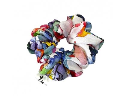 Gumička Scrunchie bavlnená Classic modro-žlto-ružová