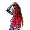 Ariel brčky T1B/RD bordová-červená ombré 55cm Crochet Braids kučery
