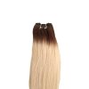 Rovné vlasy T4/27/613 tmavá hnedá-svetlá blond melír ombré 70cm na našívanie