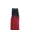Rovné vlasy T1B/BG čierna-bordová ombré 70cm na našívanie