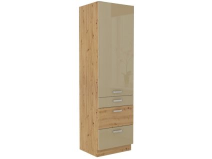 Kuchyňská skříňka Artisan cappucino lesk - 60 DKS-210 3S 1F potravinová se šuplíky PREMIUM BOX